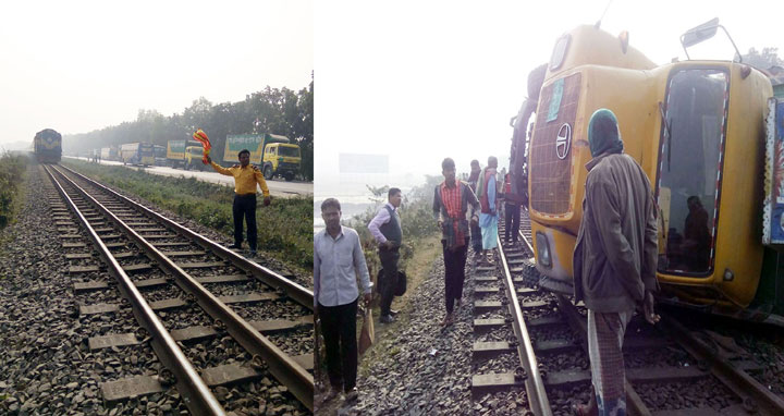 কালিহাতীতে লেগুনা চালকের বুদ্ধিমত্তায় রক্ষা পেল ট্রেন দূর্ঘটনা