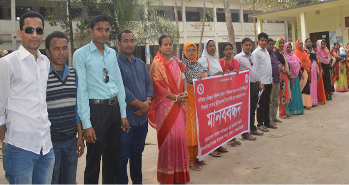 লালমনিরহাটে পরিবার পরিকল্পনা মাঠ কর্মচারী সমিতির মানববন্ধন