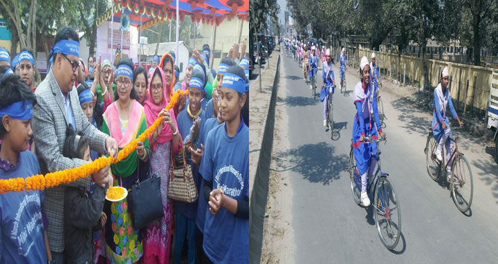 ঠাকুরগাঁয়ে মেয়েদের সাইকেল র‌্যালীর মাধ্যমে নারী দিবস উদযাপন