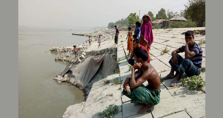 সিরাজগঞ্জে শুষ্ক মৌসুমে বাঁধে আবারো ৩৫ মিটার জুড়ে ধস