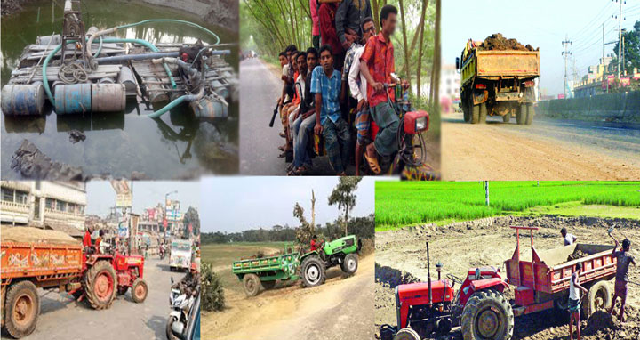 শার্শার সড়ক গুলিতে দাপিয়ে বেড়াচ্ছে ট্রাক্টর